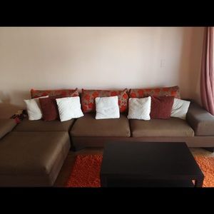 Couch, rug, and center table